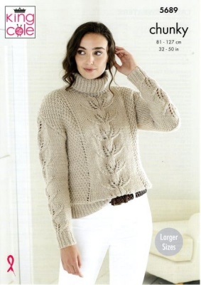 Knitting Pattern - King Cole 5689 - Ultra Soft Chunky - Ladies Sweaters